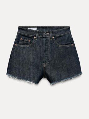 ZARA HIGH WAIST RIPPED TRF DENIM SHORTS